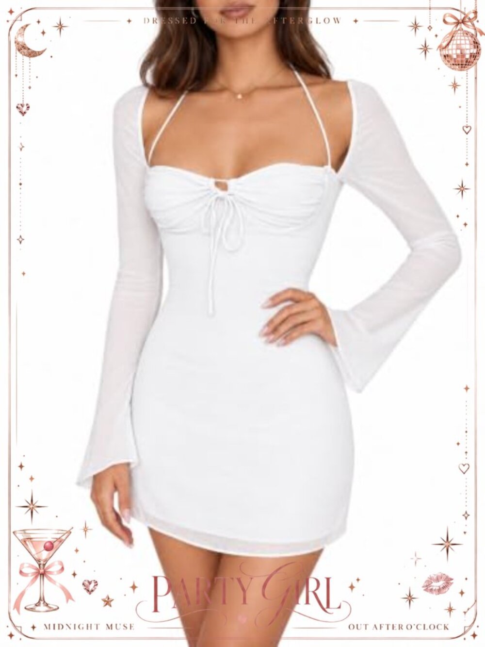 Polyester Spandex Bodycon Mini Dress Puff Sleeve Cocktail Party